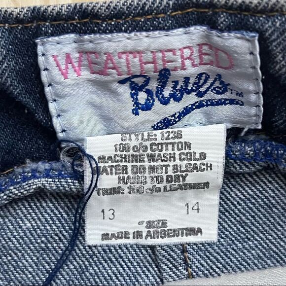 Vintage 80’s Weathered Blues Acid Wash Denim Zip Skirt 27 - Picture 5 of 7